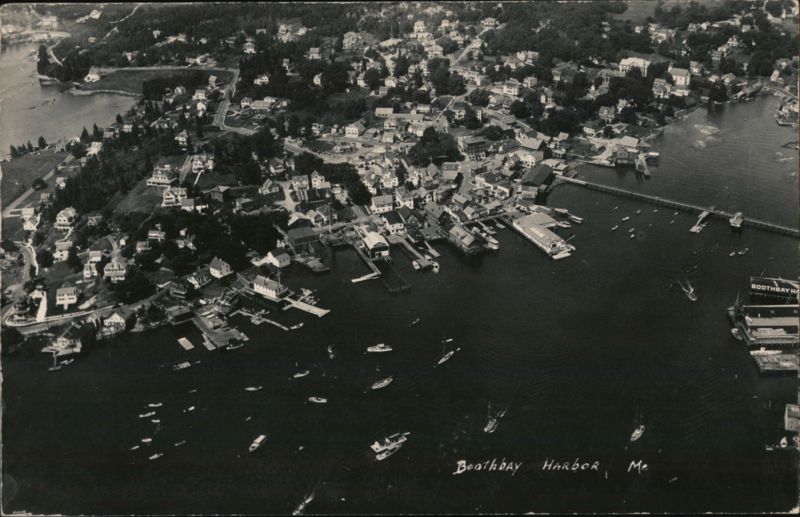 Boothbay Harbor, ME - Aerial View of Waterfront Maine