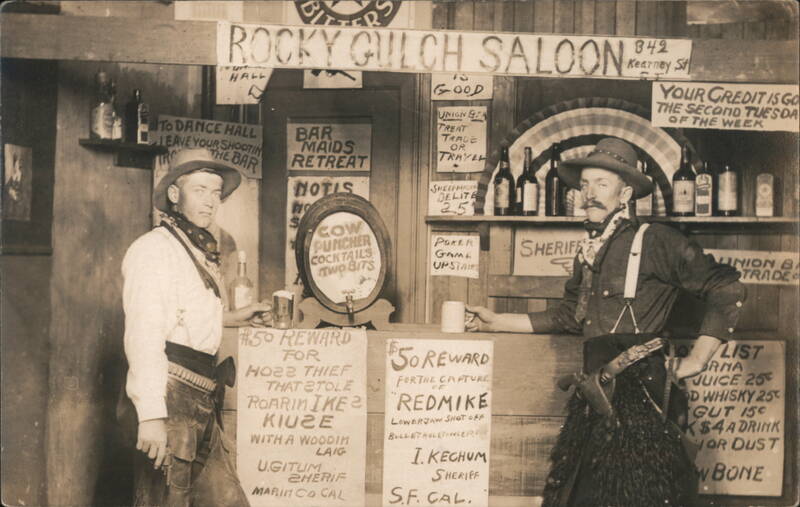 Rocky Gulch Saloon with Cowboys and Wanted Posters San Francisco California