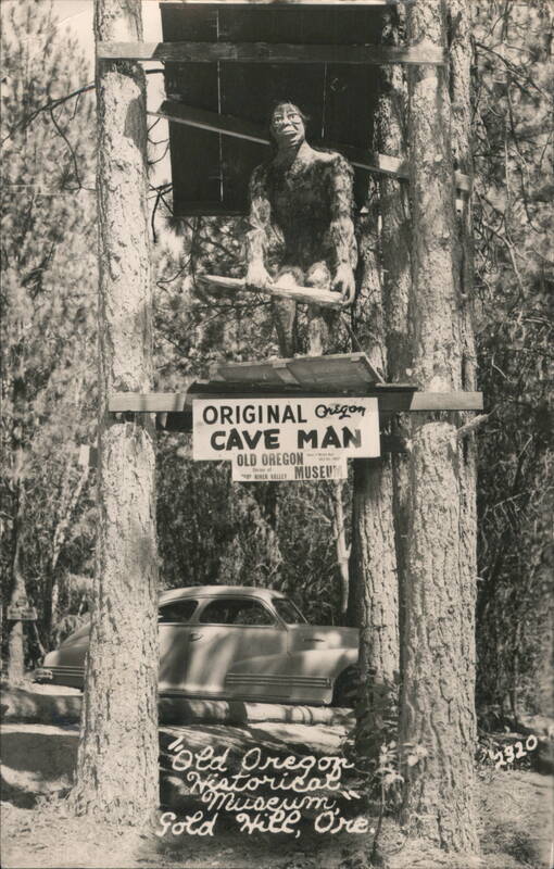 Original Oregon Cave Man Display at Old Oregon Museum Gold Hill