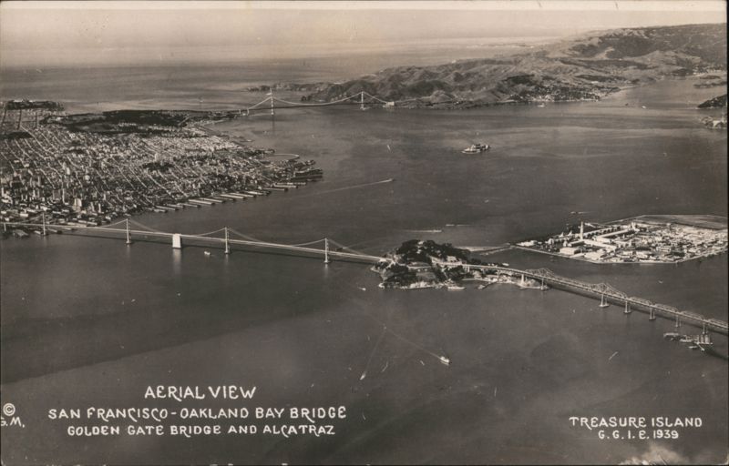 Aerial View San Francisco Bay, Bridges, Alcatraz & Treasure Island California