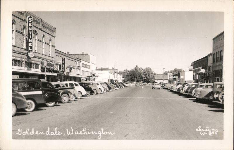 Goldendale, Washington Main Street with Parked Cars