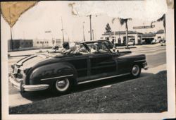 Convertible Car at Associated Gasoline Station Original Photograph