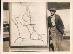 Man with California Map at Triton Station, Madera County Original Photograph