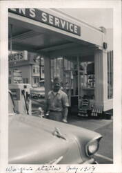 Man at Warren's Service Station, July 1954 Original Photograph