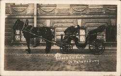 Asleep On Post, St. Petersburg Horse and Driver Postcard