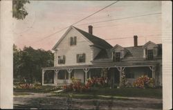 Large House with Wraparound Porch and Gardens Postcard