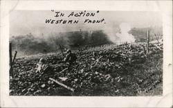 In Action - Western Front WWI Battlefield Postcard