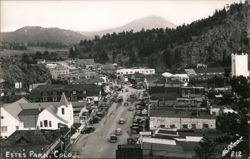 Estes Park, CO Main Street with Mountains Postcard