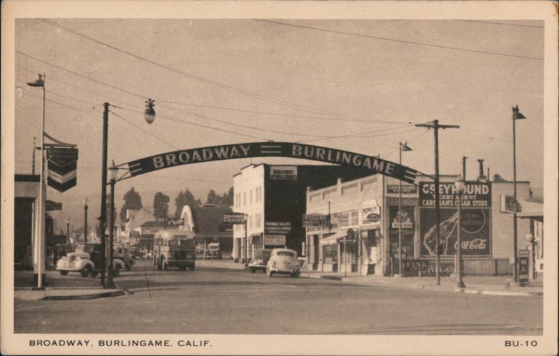 Broadway, Burlingame Archway with Street Scene California
