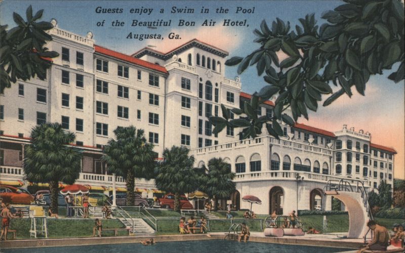 Bon Air Hotel Pool with Guests, Augusta, GA Georgia