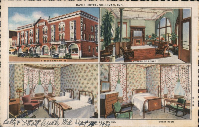 Davis Hotel, Sullivan, Indiana - Lobby & Guest Rooms