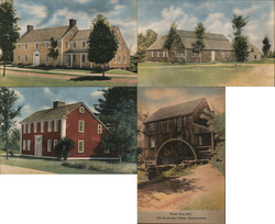 Lot of 4 Old Sturbridge Village Linen Postcards 1940's Postcard