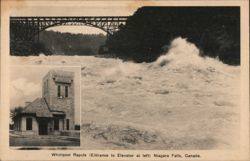 Whirlpool Rapids, Bridge & Elevator Entrance, Niagara Falls Postcard