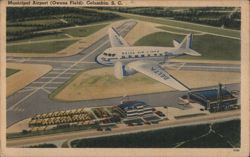 Delta Air Lines Plane at Owens Field Municipal Airport Postcard