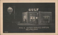 Mac's Super Service Station, Gulf, Belpre, Ohio Postcard