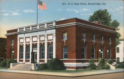 U.S. Post Office with American Flag, Bainbridge, GA Postcard