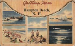 Greetings From Hampton Beach, NH Multi-View Postcard