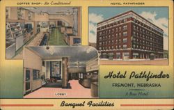 Hotel Pathfinder, Coffee Shop and Lobby - Fremont, NE Postcard
