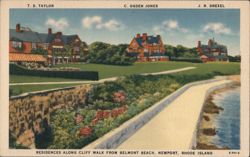 Newport RI Cliff Walk Residences Belmont Beach Linen Postcard Postcard