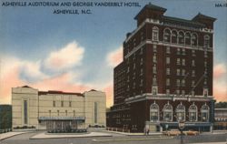 Asheville Auditorium and George Vanderbilt Hotel Postcard