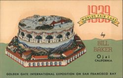 1939 San Francisco Golden Gate Expo Bill Baker Cake Linen Postcard