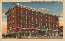 Oregon Hotel Side View, Greenwood, SC Postcard