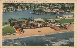 The Bath Club and St. Francis Hospital, Miami Beach, FL Postcard