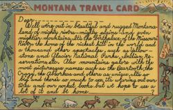 Montana Travel Card with Wildlife and River Map Postcard