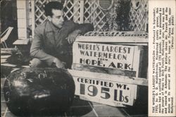 World's Largest Watermelon from Hope, AR Postcard