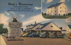 Walp's Restaurant & Guest House, Allentown-Bethlehem, PA Postcard