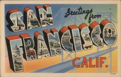 Greetings from San Francisco with Letter Views Postcard