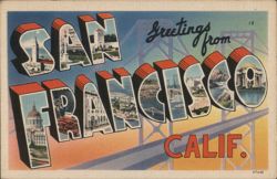 Greetings from San Francisco, Calif. Cut-Out Letter Scenes Postcard