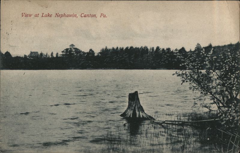 Lake Nehawin with Buildings on Shore, Canton, PA Pennsylvania