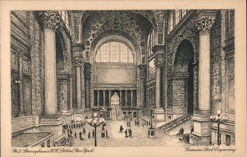 Pennsylvania R.R. Station, New York - Interior Engraving