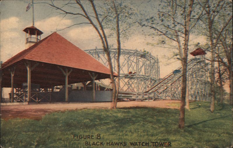 Figure 8 Roller Coaster & Black Hawks Watch Tower Rock Island Illinois