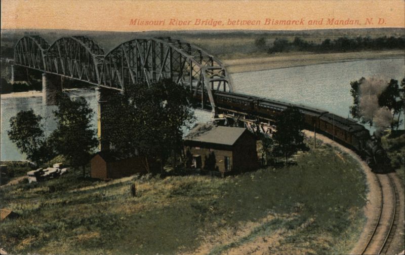 Missouri River Bridge, between Bismarck and Mandan, N. D. North Dakota