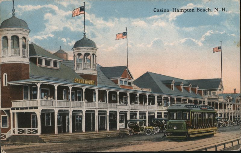 Casino and Opera House, Hampton Beach, NH, with Trolley New Hampshire