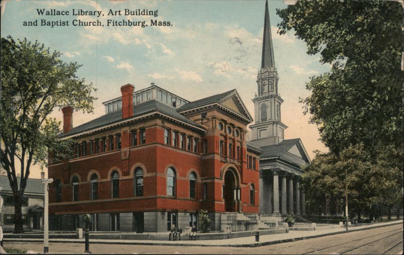 Wallace Library, Art Building and Baptist Church, Fitchburg, MA Massachusetts