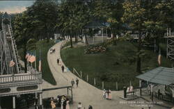 West View Park, North Side - Pathway & Roller Coaster Postcard