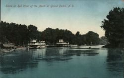 Steamboats on Red River of the North, Grand Forks, ND Postcard