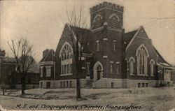 M.E. and Congregational Churches, Anamosa, Iowa Postcard