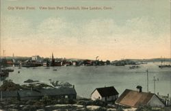 City Water Front, New London, CT Postcard