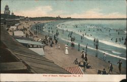 Beach and Pier at Narragansett Pier, R. I. Postcard