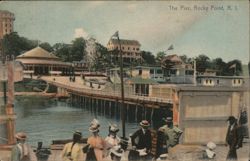The Pier at Rocky Point, RI with Amusement Park Postcard