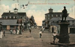 Circuit Avenue and Soldiers' Monument, Oak Bluffs Postcard