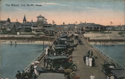 The Wharf at Oak Bluffs, MA with Pedestrians & Automobiles Postcard