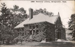 Memorial Library, Bridgewater, MA Postcard