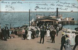 Steamboat Landing with Crowds, Rocky Point, RI Postcard