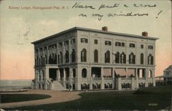 Kinney Lodge, Narragansett Pier, R.I. with Cross on Windows Postcard
