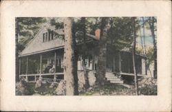 Lodge with Porch in Wooded Setting Postcard